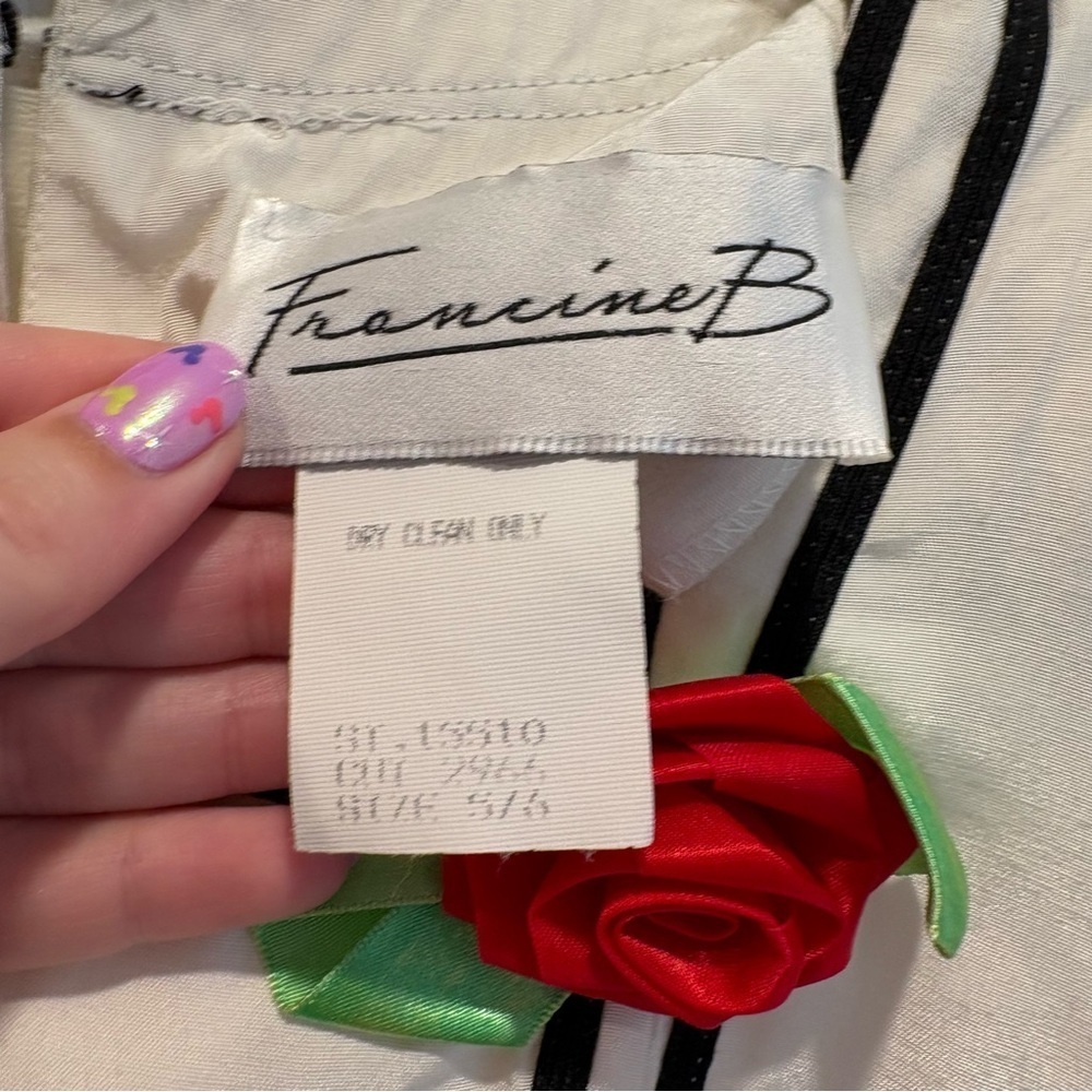 Vintage Francine B White Rosette Blouse - Size 5/6 - Picture 3 of 8